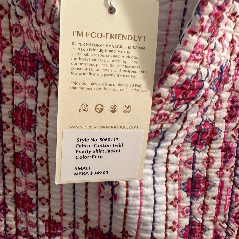 SUPER NATURAL By SECRET MISSION Women's Pink and Blue Patterned Top. So Unique - Picture 5 of 7